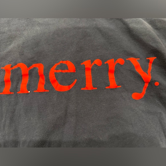 Bella + Canvas “merry.” Long Sleeve Holiday Tee Navy/Red Size Medium - Picture 2 of 2